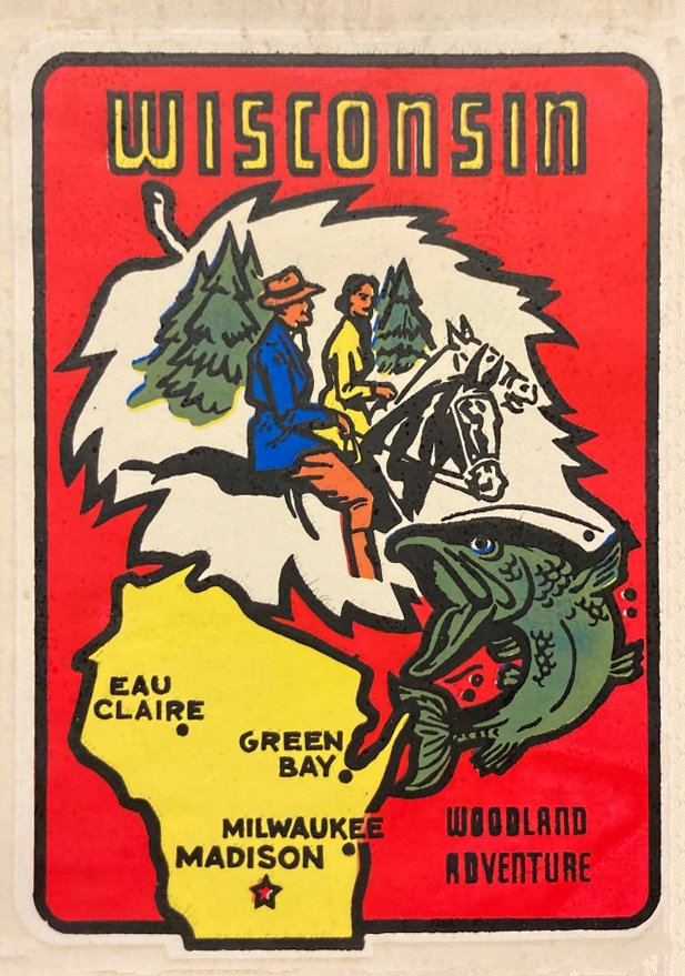 (image for) Wisconsin (2) Woodland Adventure Vintage Vacation Sticker